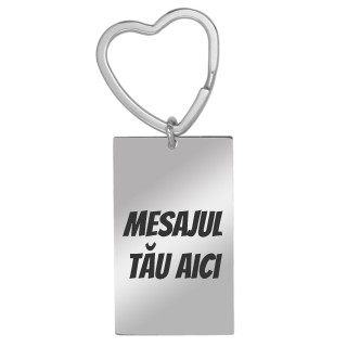 Breloc Personalizat Dreptunghi Inox Argintiu Mesajul Tau