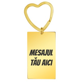 Breloc Personalizat Dreptunghi Inox Auriu Mesajul Tau