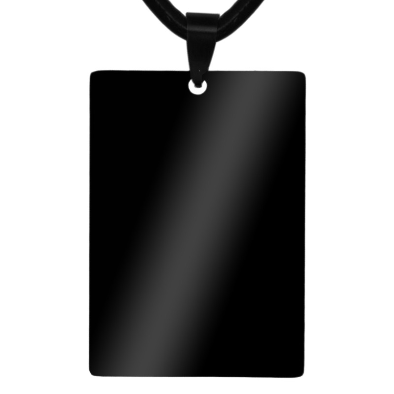                  Colier Personalizat Dreptunghi Inox Negru Piele Poza si Mesaj
               