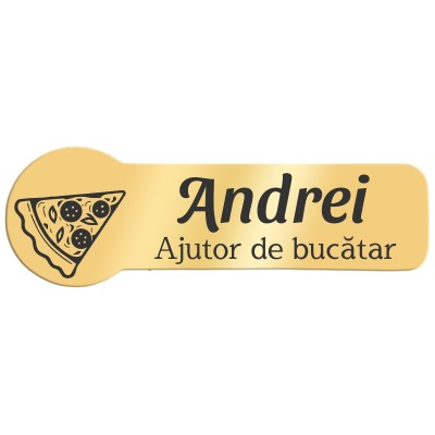 Ecuson Personalizat Zoom Inox Auriu Nume Bucatar Cofetar