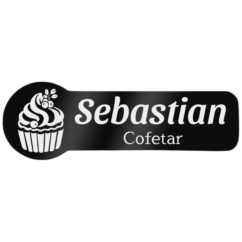 Ecuson Personalizat Zoom Inox Negru Nume Bucatar Cofetar