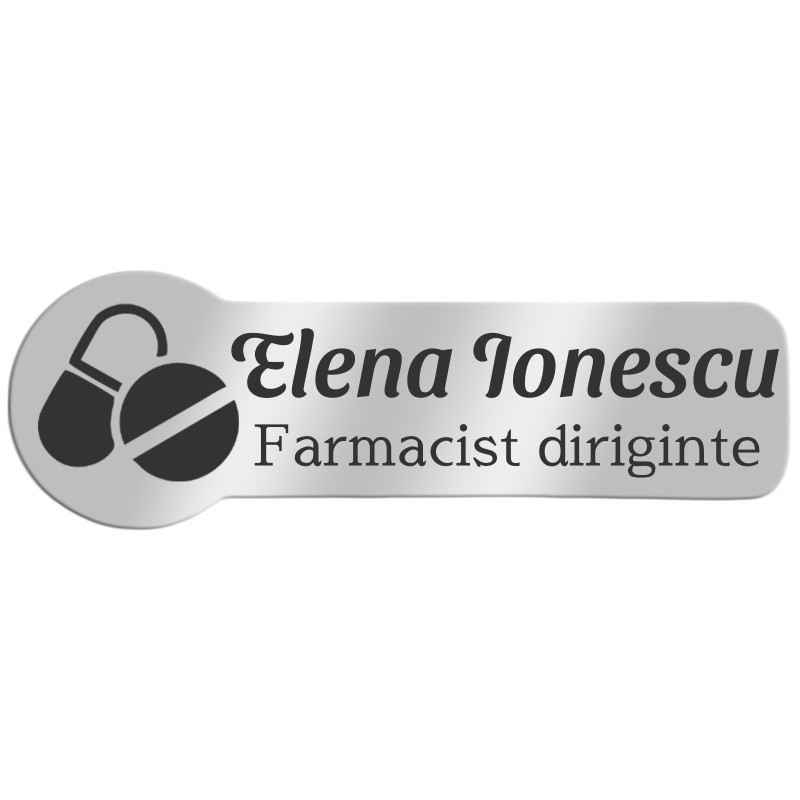                  Ecuson Personalizat Zoom Inox Argintiu Nume Farmacist
               