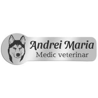 Ecuson Personalizat Zoom Inox Argintiu Nume Medici si Asistenti