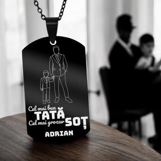 Colier Personalizat Army Inox Negru Tata si Sot