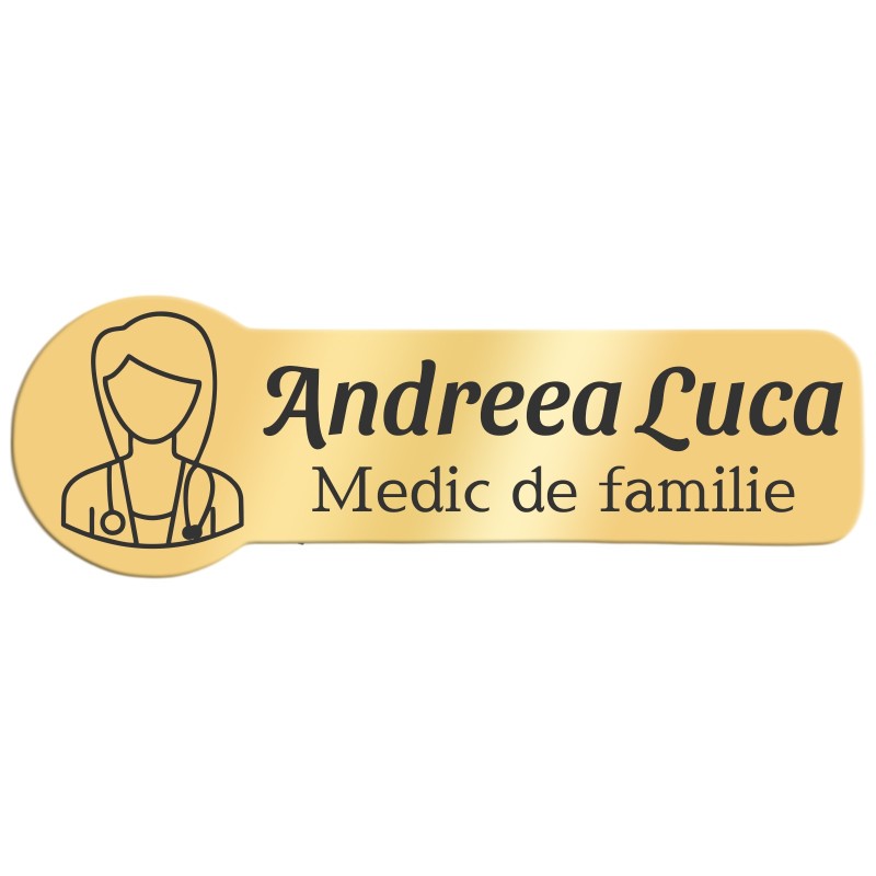 Ecuson Personalizat Zoom Inox Auriu Nume Medici si Asistenti