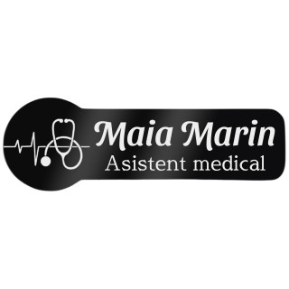 Ecuson Personalizat Zoom Inox Negru Nume Medici si Asistenti