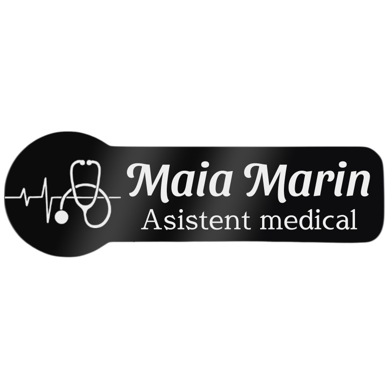 Ecuson Personalizat Zoom Inox Negru Nume Medici si Asistenti