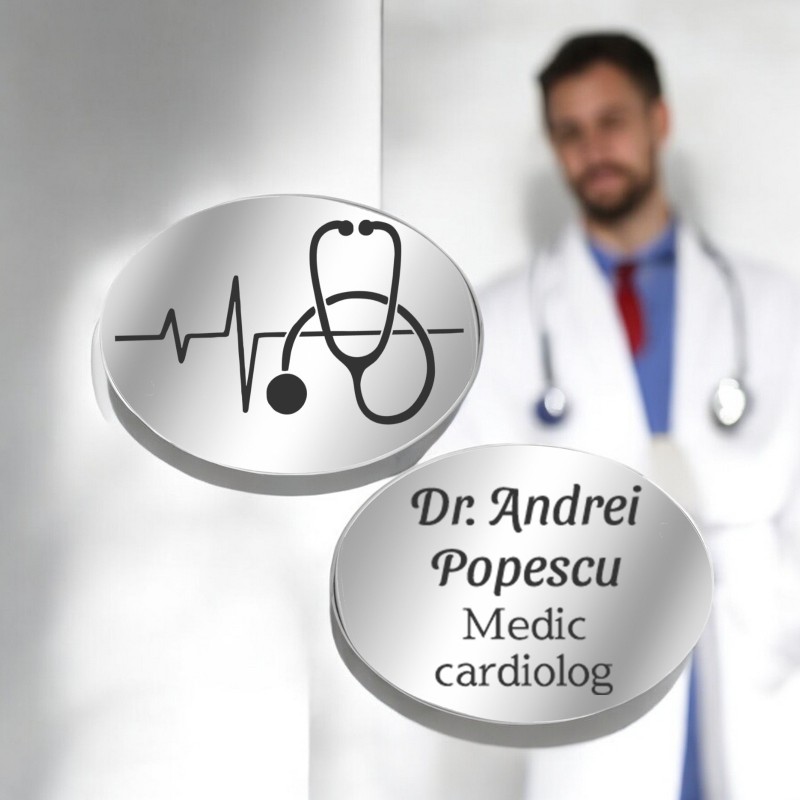                  Butoni personalizati Oval Inox Argintiu Doctori
               