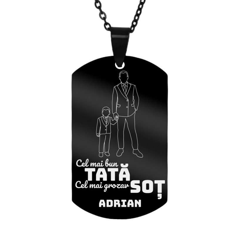                  Colier Personalizat Army Inox Negru Tata si Sot
               