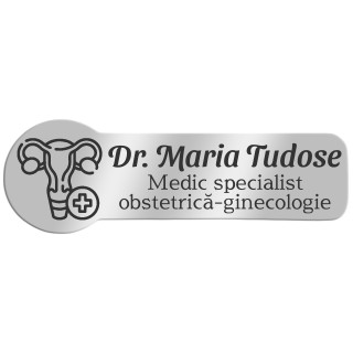 Ecuson Personalizat Zoom Inox Argintiu Nume Doctor Ginecolog