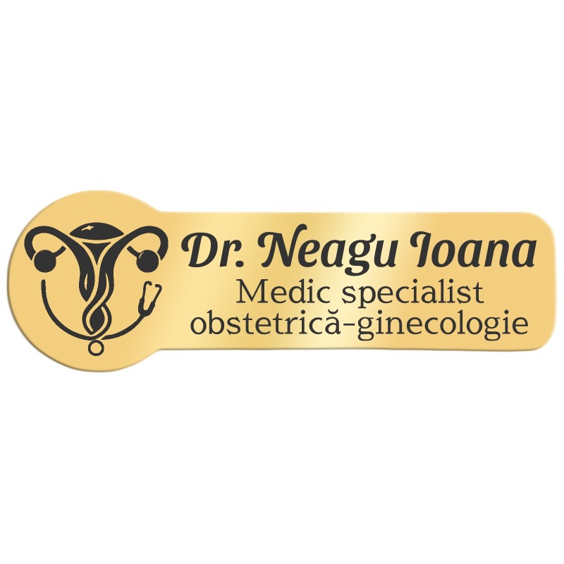                  Ecuson Personalizat Zoom Inox Auriu Nume Doctor Ginecolog
               