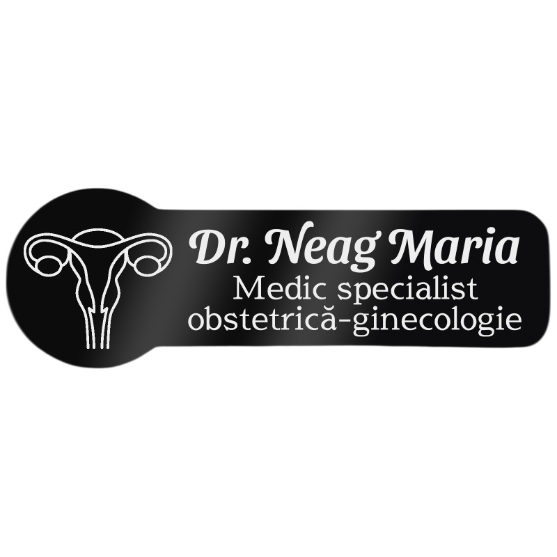 Ecuson Personalizat Zoom Inox Negru Nume Doctor Ginecolog