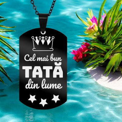 Colier Personalizat Army Inox Negru Coroana