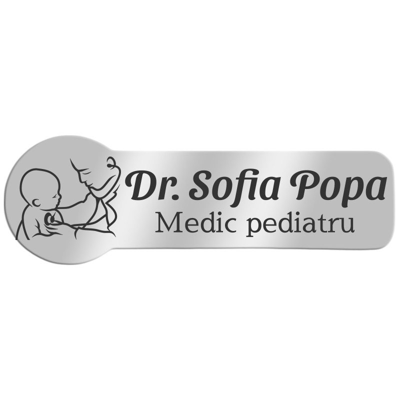                  Ecuson Personalizat Zoom Inox Argintiu Doctor Pediatru
               