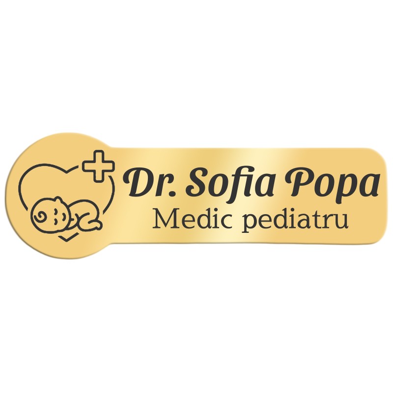 Ecuson Personalizat Zoom Inox Auriu Doctor Pediatru
