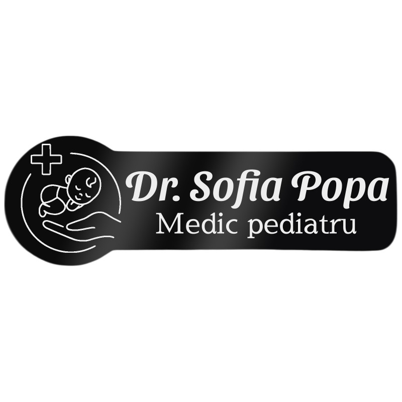 Ecuson Personalizat Zoom Inox Negru Doctor Pediatru