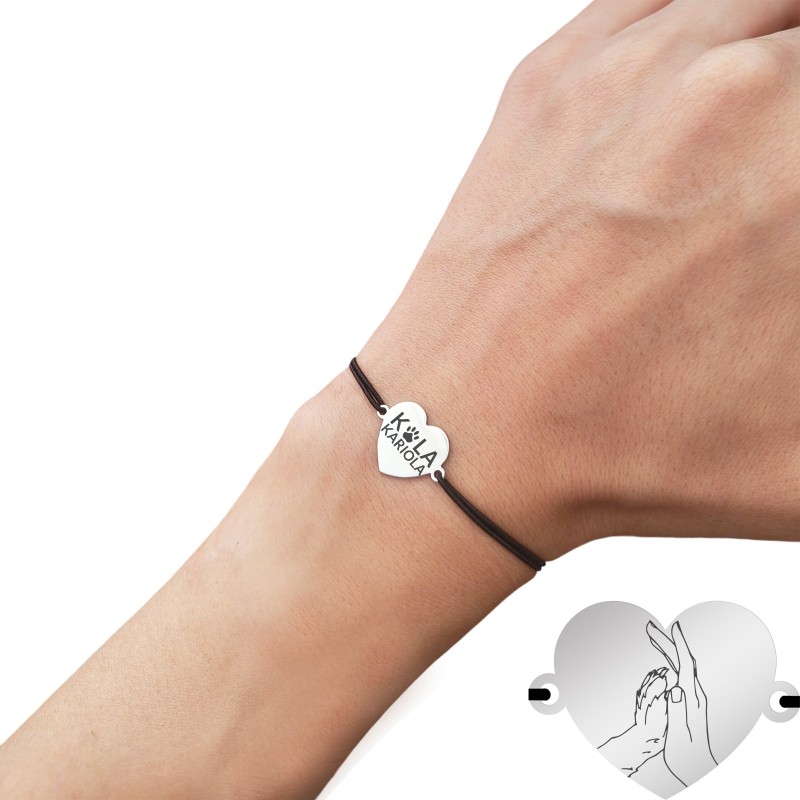                  Bratara Personalizata Inima Inox Argintiu Iubitor de Animale Kola Kariola
               