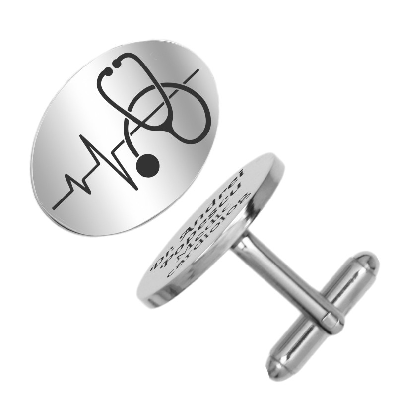 Butoni personalizati Oval Inox Argintiu Doctori