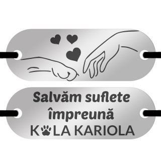 Bratara Personalizata Elastic negru Placuta Inox Argintiu Cel mai bun Prieten Kola Kariola