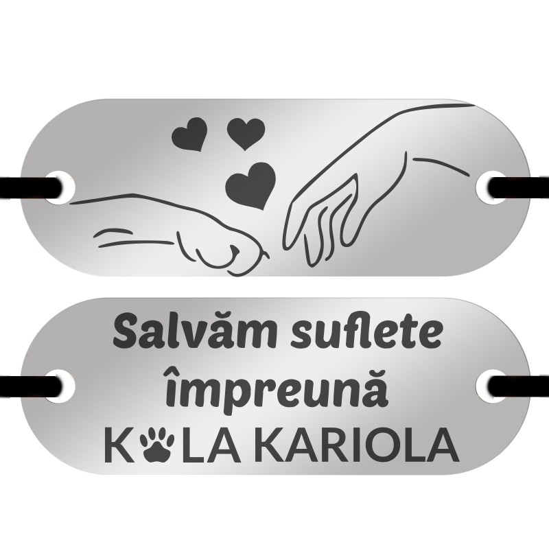                  Bratara Personalizata Elastic negru Placuta Inox Argintiu Cel mai bun Prieten Kola Kariola
               