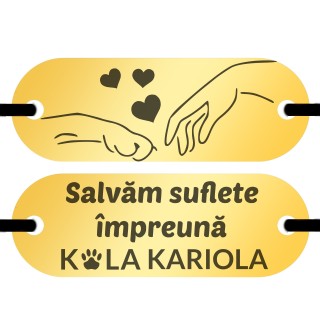 Bratara Personalizata Elastic negru Placuta Inox Auriu Cel mai bun Prieten Kola Kariola