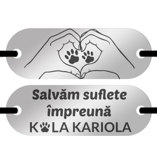 Bratara Personalizata Elastic negru Placuta Inox Argintiu Iubitor de Animale Kola Kariola