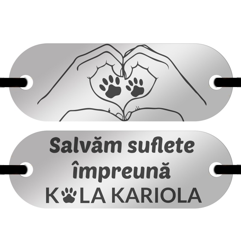                  Bratara Personalizata Elastic negru Placuta Inox Argintiu Iubitor de Animale Kola Kariola
               