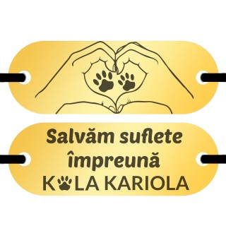 Bratara Personalizata Elastic negru Placuta Inox Auriu Iubitor de Animale Kola Kariola