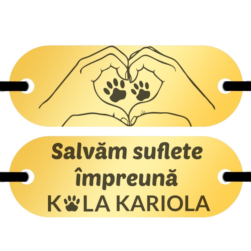                  Bratara Personalizata Elastic negru Placuta Inox Auriu Iubitor de Animale Kola Kariola
               