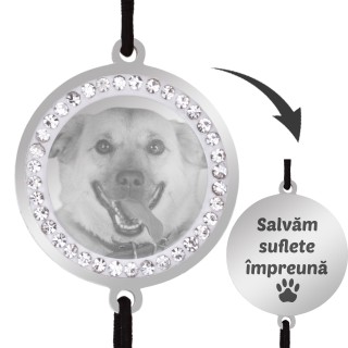 Bratara personalizata Elastic Negru Rotund Pietre Inox Argintiu Costi Kola Kariola