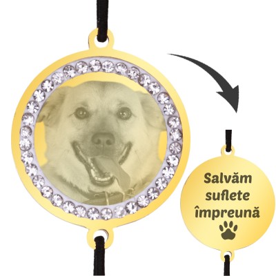 Bratara personalizata Elastic Negru Rotund Pietre Inox Auriu Costi Kola Kariola