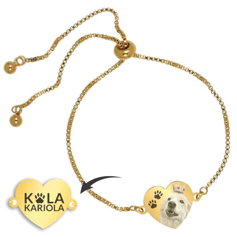                  Bratara Personalizata Lantisor Inima Inox Auriu Bennyta Kola Kariola
               