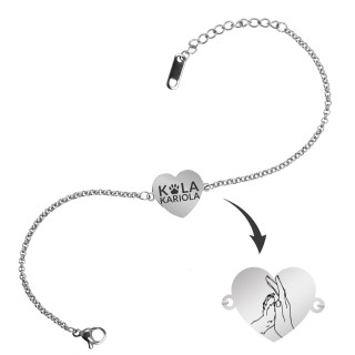 Bratara Personalizata Lantisor Inima Inox Argintiu Iubitor de Animale Kola Kariola