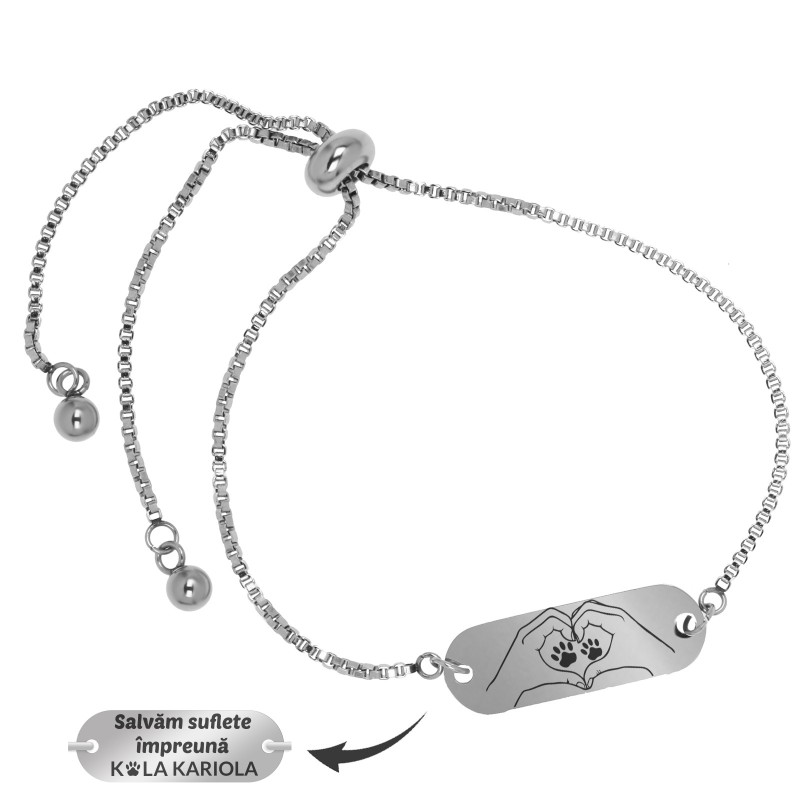                  Bratara Personalizata Lantisor Placuta Inox Argintiu Iubitor de Animale Kola Kariola
               