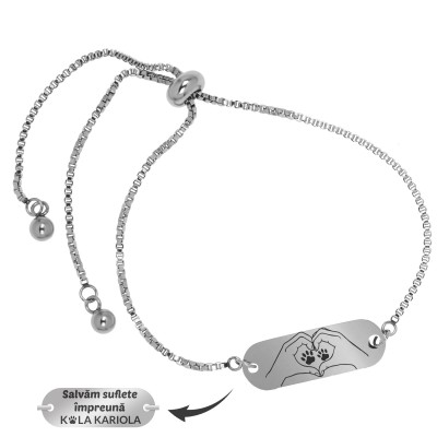 Bratara Personalizata Lantisor Placuta Inox Argintiu Iubitor de Animale Kola Kariola