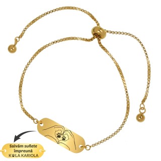 Bratara Personalizata Lantisor Placuta Inox Auriu Iubitor de Animale Kola Kariola