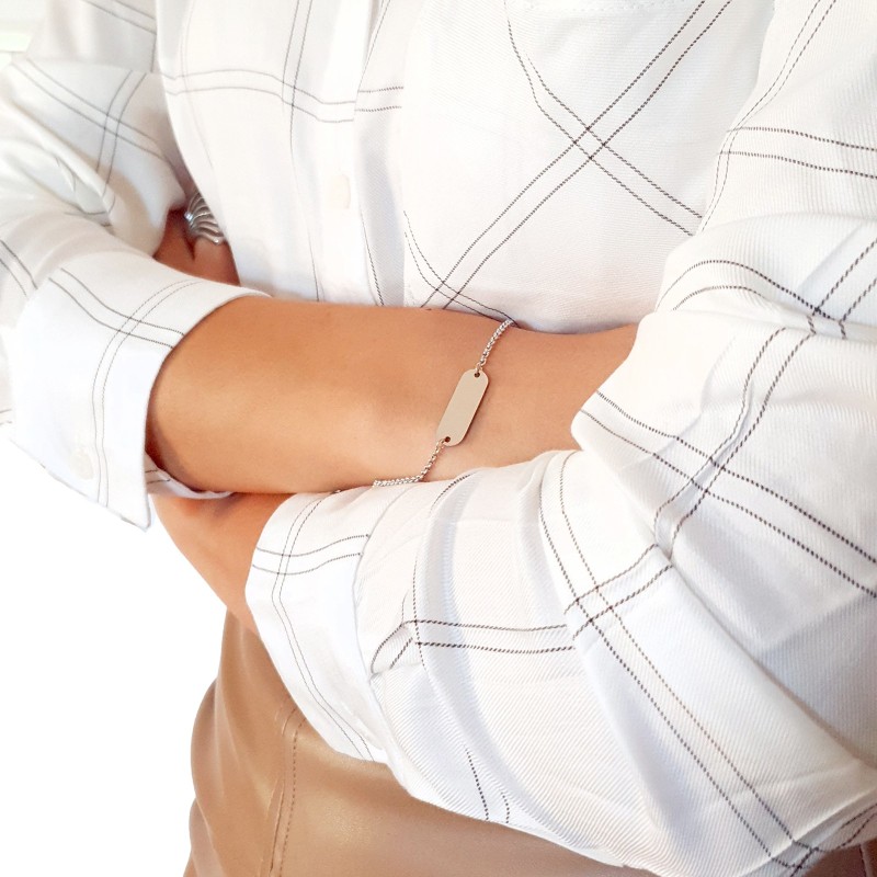                  Bratara Personalizata Lantisor Placuta Inox Argintiu Cel mai bun Prieten Kola Kariola
               