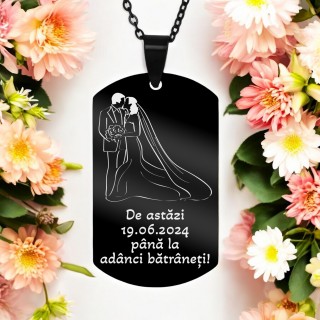 Colier Personalizat Army Inox Negru Nunta