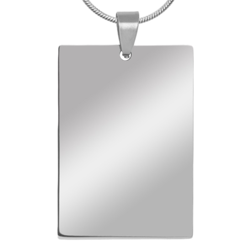                  Colier Personalizat Dreptunghi Inox Argintiu Latisor Tub Poza si Mesaj
               