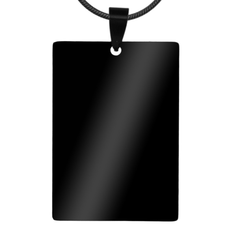                  Colier Personalizat Dreptunghi Inox Negru Latisor Tub Poza si Mesaj
               
