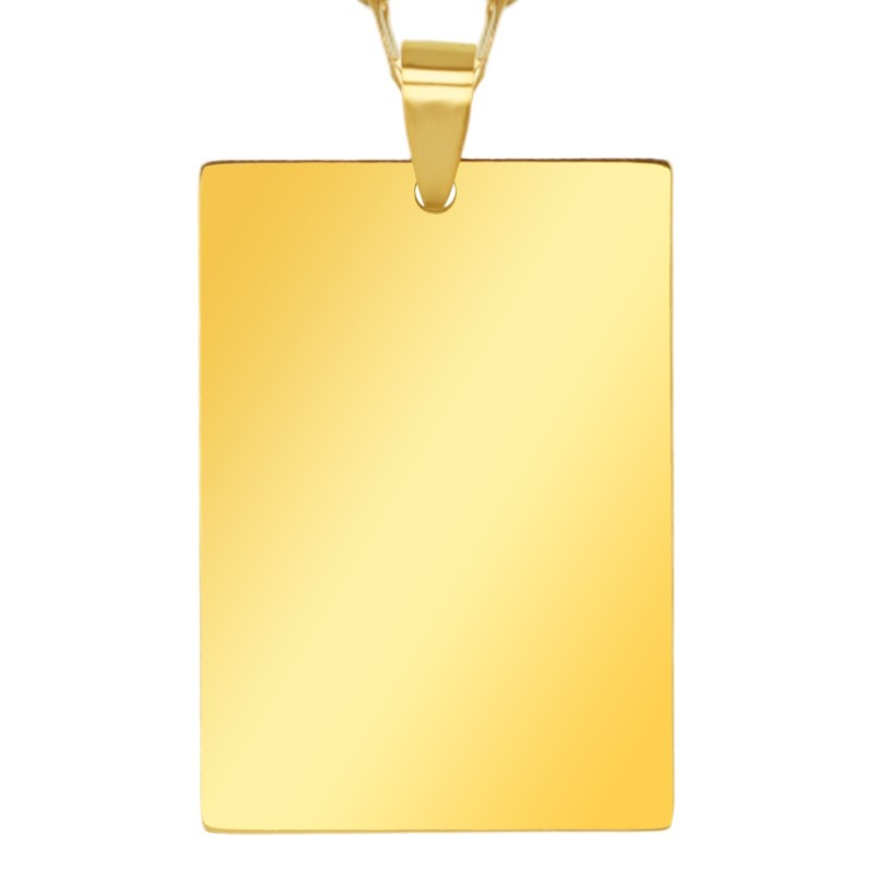                  Colier Personalizat Dreptunghi Inox Auriu Poza si Mesaj
               