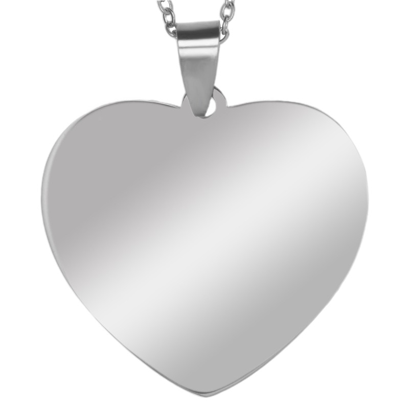                  Colier Personalizat Inima Mare Inox Argintiu Poza si Mesaj
               