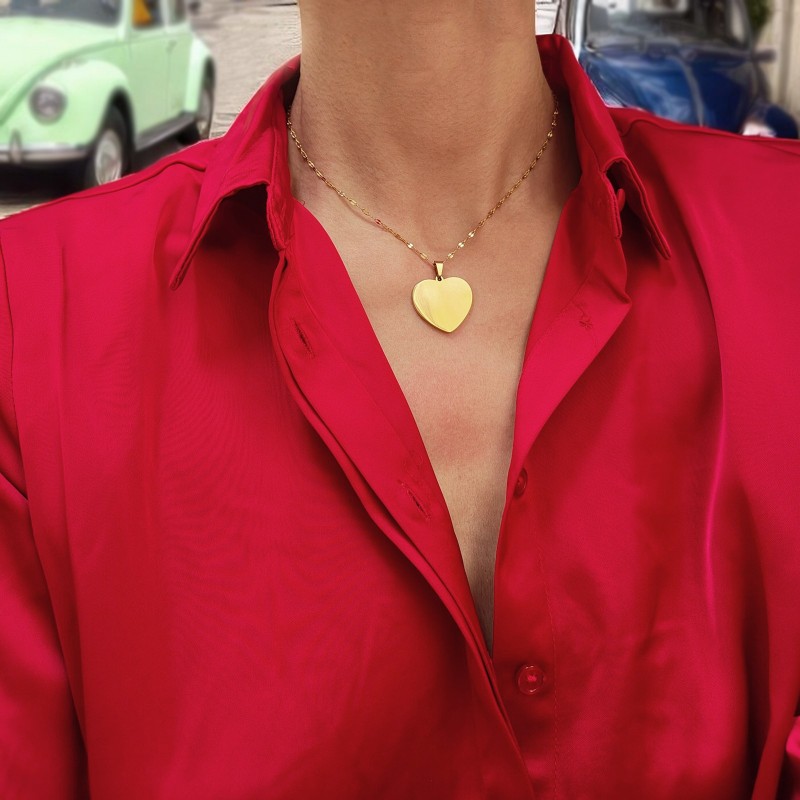                  Colier Personalizat Inima Mica Inox Auriu Poza si Mesaj
               