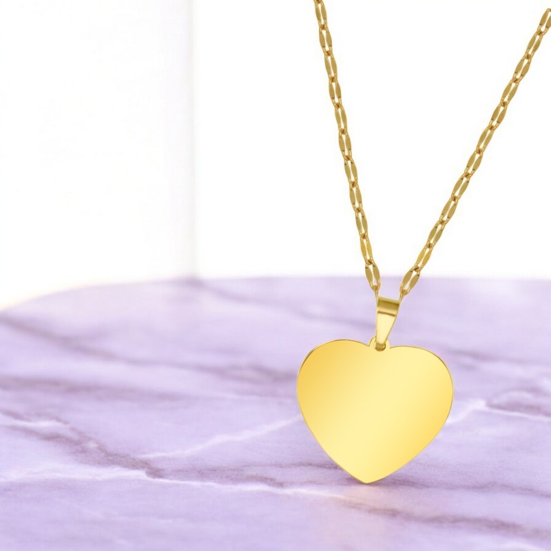                  Colier Personalizat Inima Mica Inox Auriu Poza si Mesaj
               