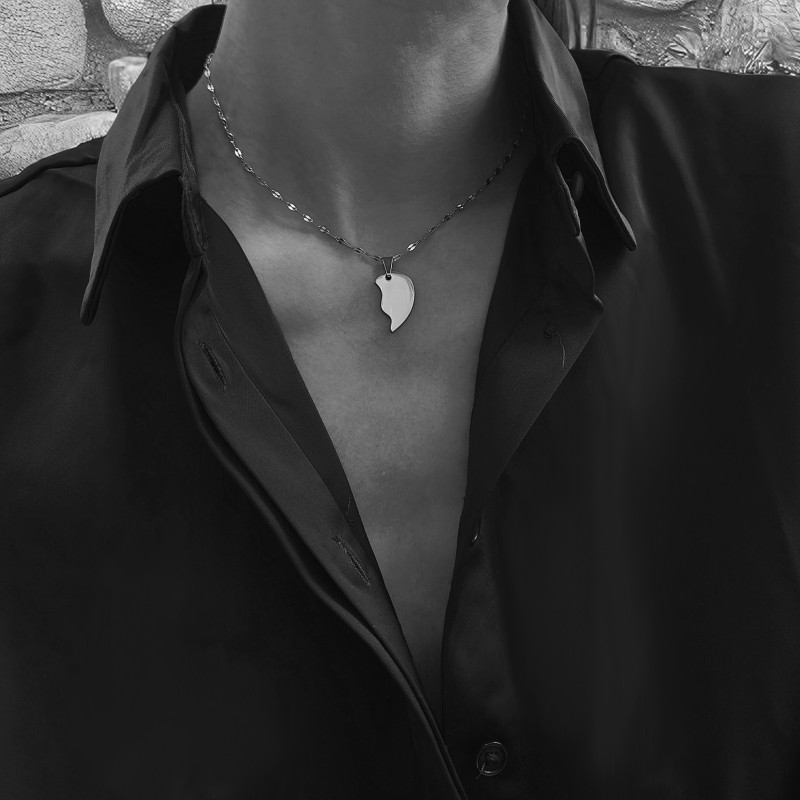                  Set Coliere Personalizate Jumatati Inima Inox Argintiu Cum Vrei Tu
               