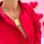 Colier Personalizat Dreptunghi Pietre Inox Auriu Lantisor Tub Poza Pisica Caine