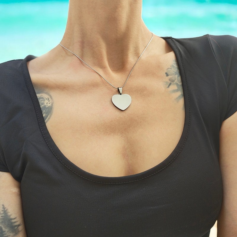                  Colier Personalizat Inima Mica Inox Argintiu Lantisor Tub Cum Vrei Tu
               