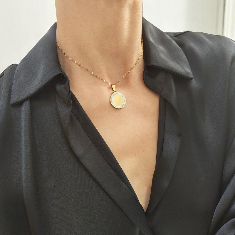                  Colier Personalizat Rotund Pietre Inox Auriu Cum Vrei Tu
               