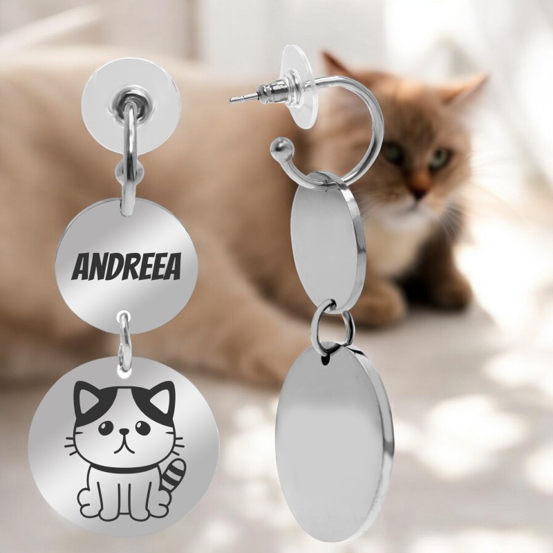                  Cercei personalizati Banuti Inox Argintiu Animalut de companie
               
