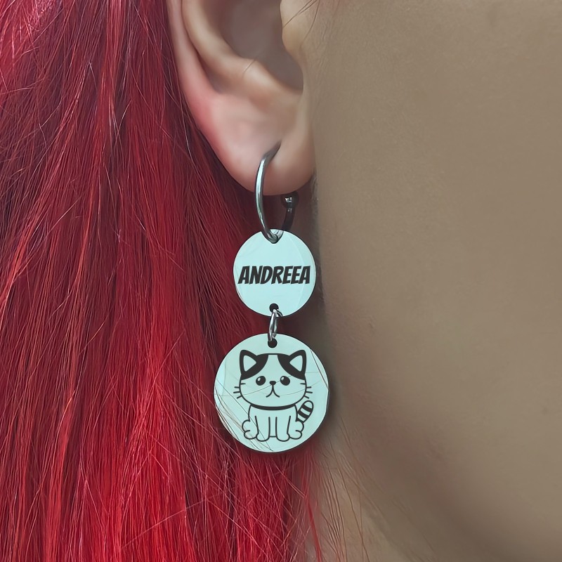                  Cercei personalizati Banuti Inox Argintiu Animalut de companie
               